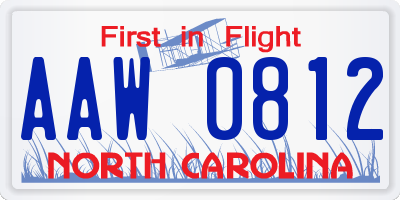 NC license plate AAW0812