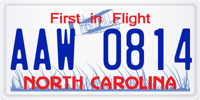 NC license plate AAW0814