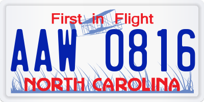NC license plate AAW0816