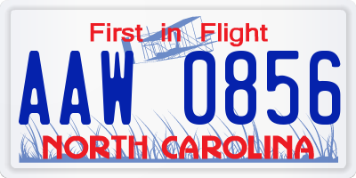 NC license plate AAW0856