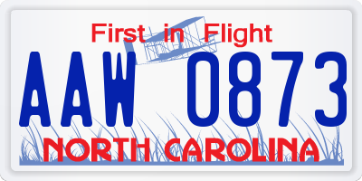 NC license plate AAW0873