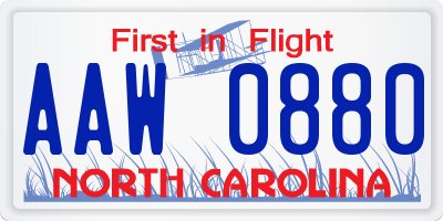 NC license plate AAW0880