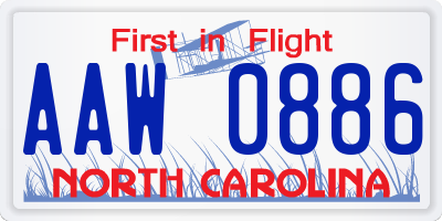 NC license plate AAW0886