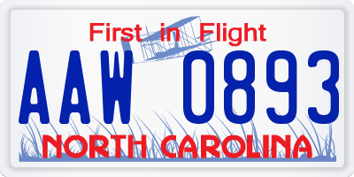 NC license plate AAW0893