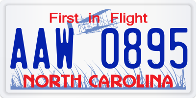 NC license plate AAW0895