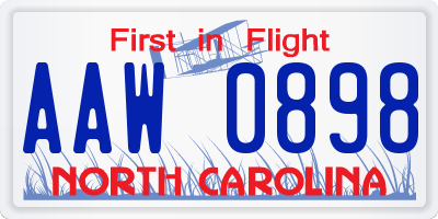 NC license plate AAW0898