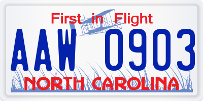 NC license plate AAW0903