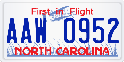 NC license plate AAW0952