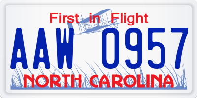 NC license plate AAW0957