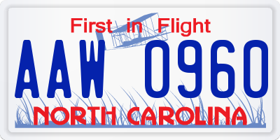 NC license plate AAW0960