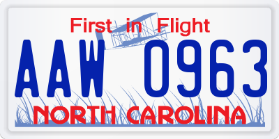 NC license plate AAW0963