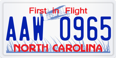 NC license plate AAW0965