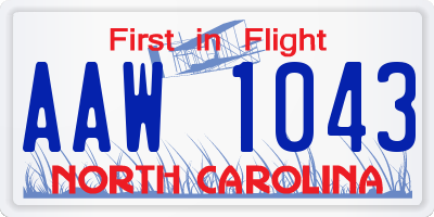 NC license plate AAW1043