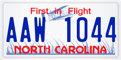 NC license plate AAW1044