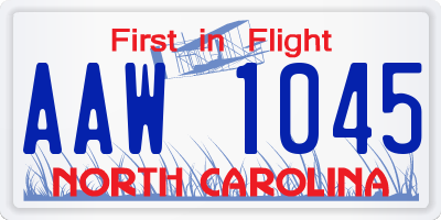 NC license plate AAW1045