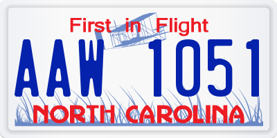 NC license plate AAW1051