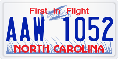 NC license plate AAW1052