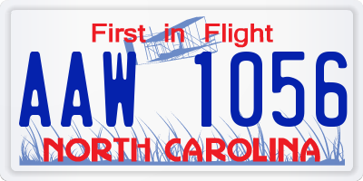 NC license plate AAW1056