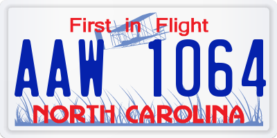 NC license plate AAW1064