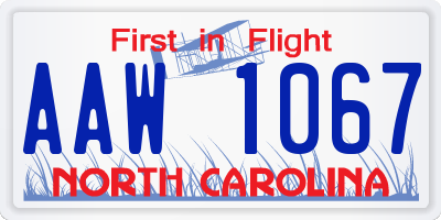 NC license plate AAW1067