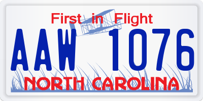 NC license plate AAW1076