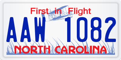 NC license plate AAW1082