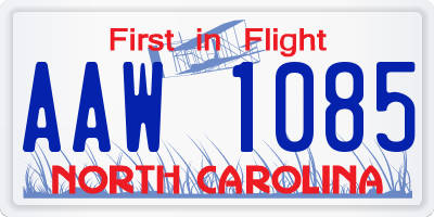 NC license plate AAW1085