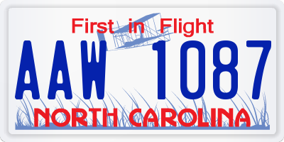 NC license plate AAW1087