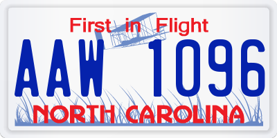 NC license plate AAW1096