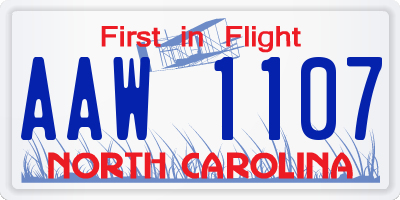 NC license plate AAW1107