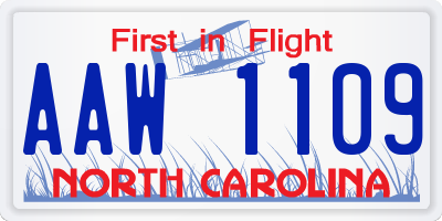NC license plate AAW1109