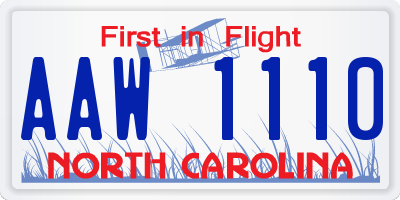 NC license plate AAW1110
