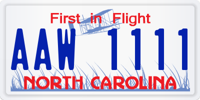 NC license plate AAW1111