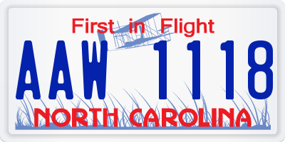 NC license plate AAW1118