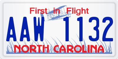 NC license plate AAW1132