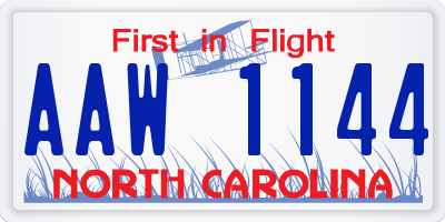 NC license plate AAW1144