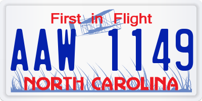 NC license plate AAW1149