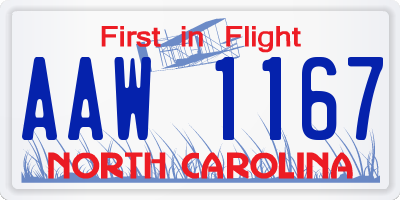 NC license plate AAW1167