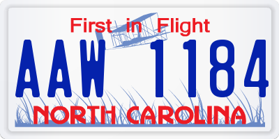 NC license plate AAW1184