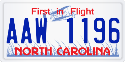 NC license plate AAW1196
