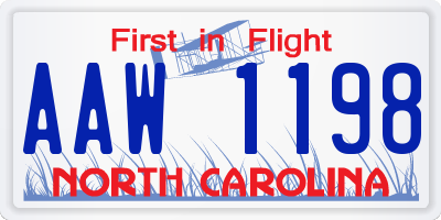 NC license plate AAW1198