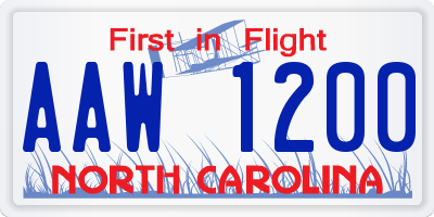 NC license plate AAW1200