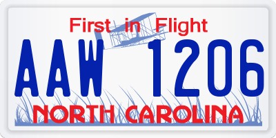 NC license plate AAW1206