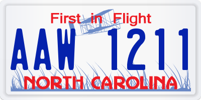 NC license plate AAW1211