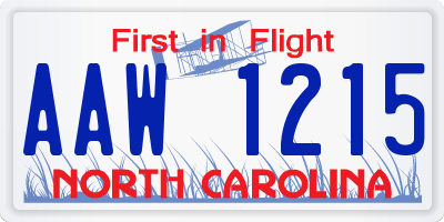 NC license plate AAW1215