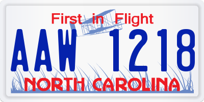 NC license plate AAW1218