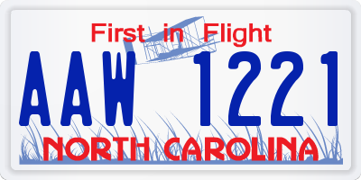 NC license plate AAW1221