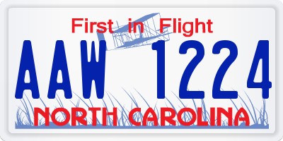 NC license plate AAW1224