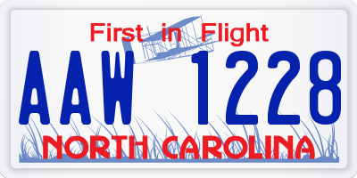 NC license plate AAW1228