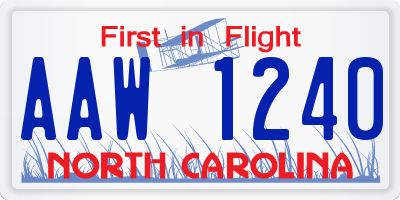 NC license plate AAW1240